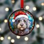 Labradoodle Grey In Santa Hat Suncatcher Decoration, thumbnail 4 of 5