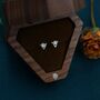Tiny Opal Triangle Stud Earrings In Sterling Silver, thumbnail 4 of 11