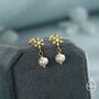 Sterling Silver Snowflake And Natural Pearl Stud Earrings, thumbnail 6 of 12