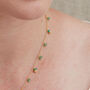 Emerald Beaded Silver Gold Plated Short Chain Necklace, thumbnail 2 of 9