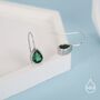 Emerald Green Droplet Drop Hook Earrings In Sterling Silver, thumbnail 6 of 11