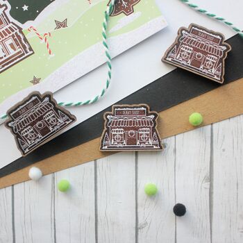 Christmas Wooden Pin Badge, Gingerbread Plant Shop, 3 of 3
