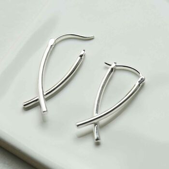 Sterling Silver Crossover Hoops, 4 of 5