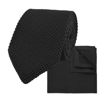 Wedding Handmade Polyester Knitted Pocket Square In Black, 10 of 12