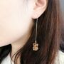 Crystal Bear Threader Earrings, thumbnail 9 of 10