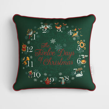 Green 12 Days Of Christmas Cushion, 2 of 7