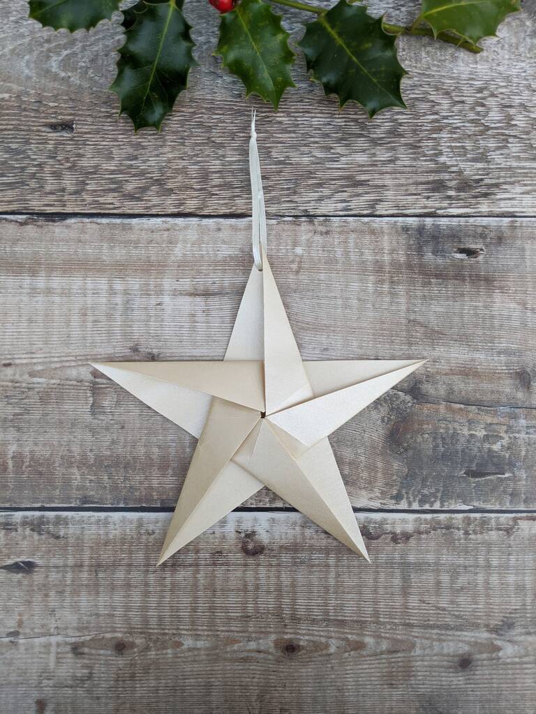 Big Metallic Origami Paper Star Decoration By Origami Blooms