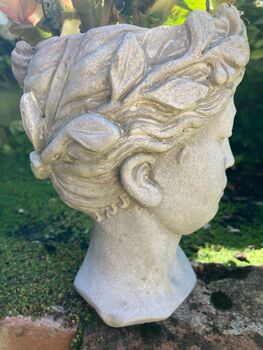 Ladies Head Planter 21cm Stone Effect Bust Flowerpot, 9 of 9