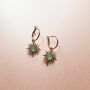 Solina Aqua Gem Sunburst Hoop Earrings, thumbnail 2 of 2