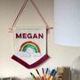 Fabric Name Banner Door Sign With Rainbow, thumbnail 1 of 3