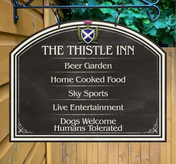 Thistle Inn Personalised Home Pub Sign Man Cave Sign, 3 of 9