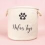 Personalised Pet Paw Print Canvas Dog Toy Basket, thumbnail 1 of 4