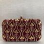 Deep Maroon Velvet Embroidered Handcrafted Clutch Bag, thumbnail 7 of 8