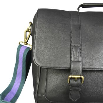 'Gabriel' Men's Leather Messenger Satchel Bag In Black, 7 of 11