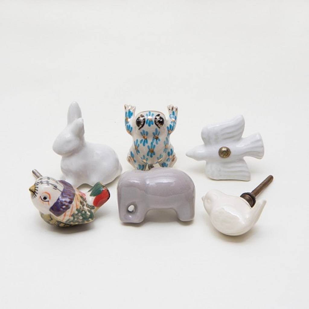 Set Of Six Ceramic Animal Knobs By TrincaFerro
