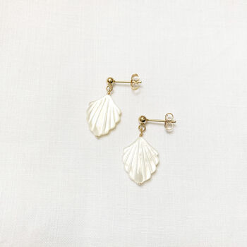 Gold Filled Mother Of Pearl Fan Earrings, 3 of 5