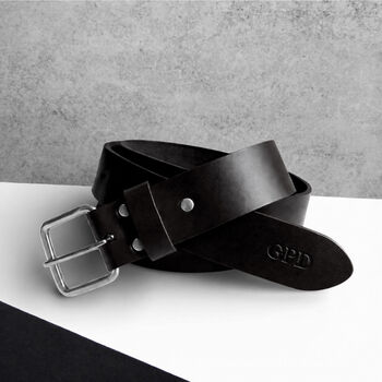 Handmade Personalised Men's Initial Leather Belt, 2 of 8