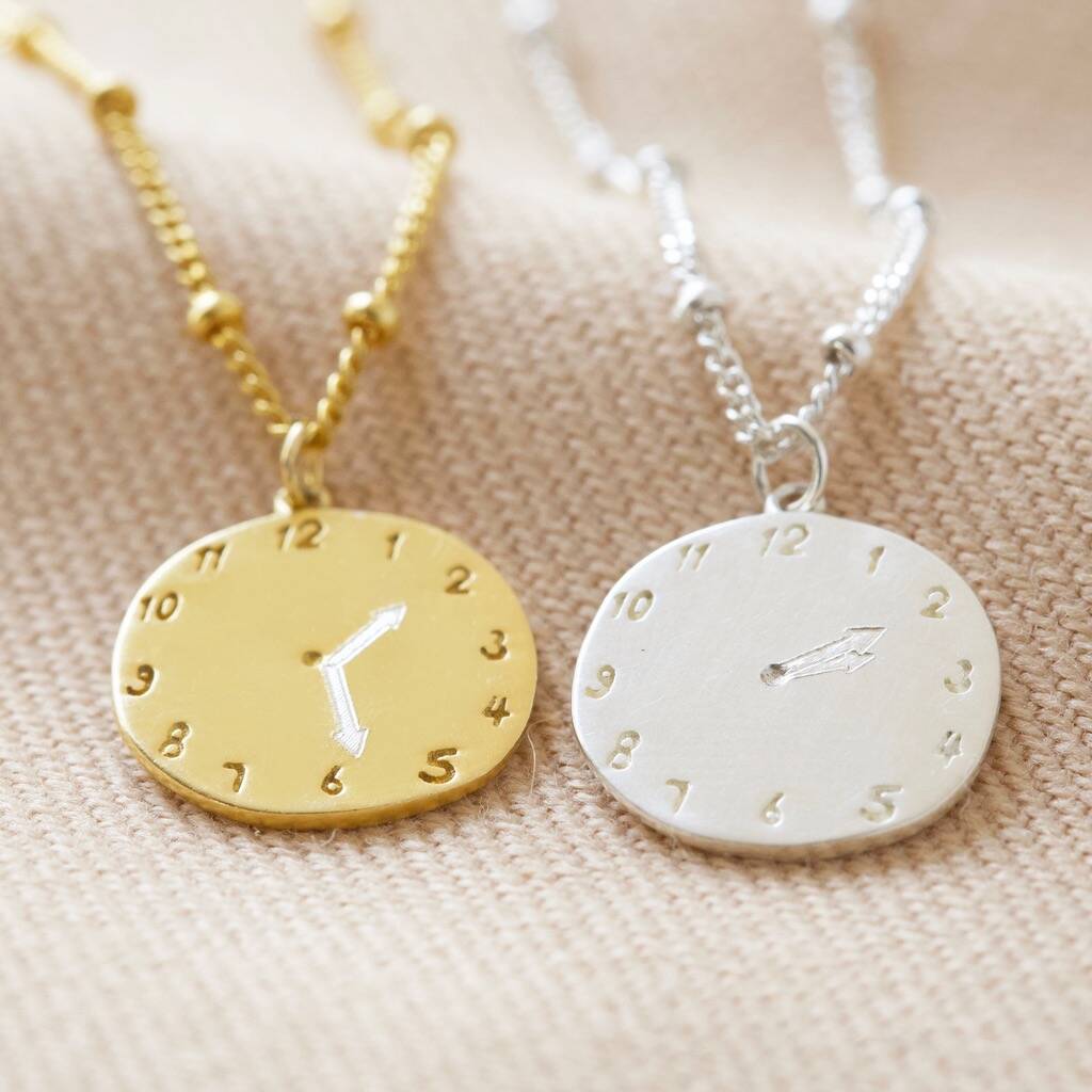 Personalised Gold Sterling Silver Family Clock Necklace By Lisa Angel