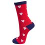 Women's Valentine's Day Bamboo Socks Red Love Hearts, thumbnail 2 of 4