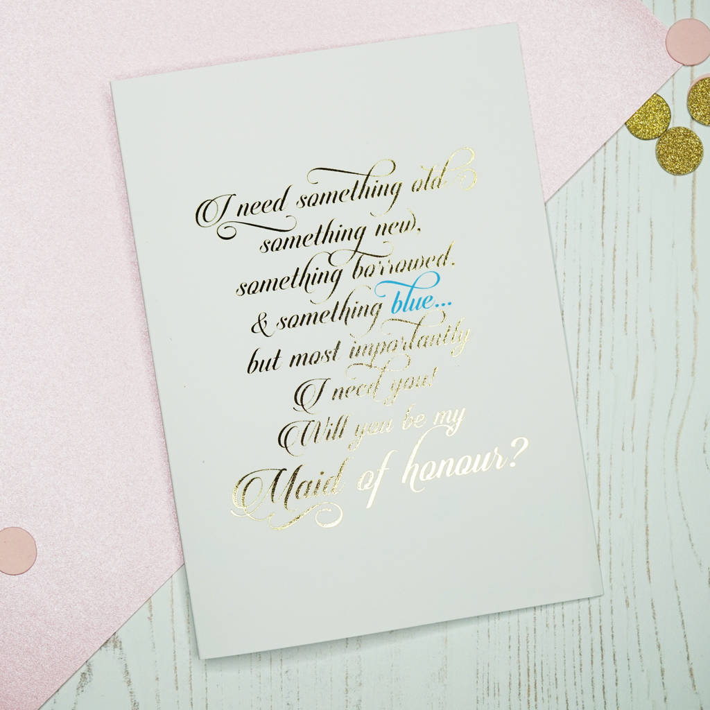 Gold Foil Will You Be My Maid Of Honour Card, 1 of 4