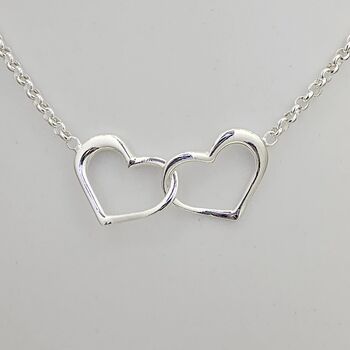Sterling Silver Interlocking Heart Necklace, 2 of 3