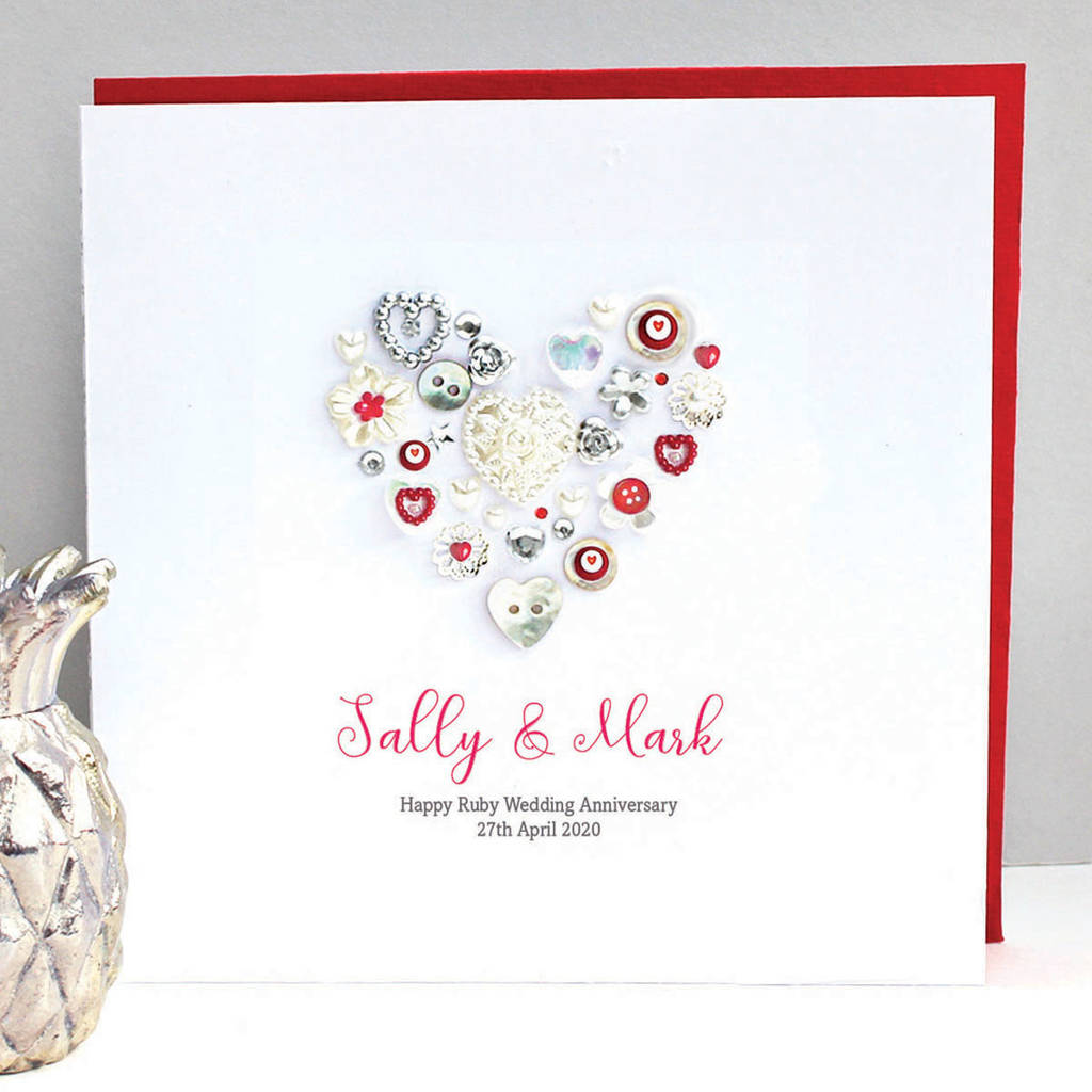 personalised ruby  wedding  anniversary  card  by sweet dimple 