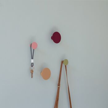 Wall Hanging Hooks Pin Style In A Set Of Four Colours, 7 of 9
