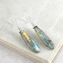 Labradorite Statement Gold Plated Silver Drop Earrings, thumbnail 3 of 6