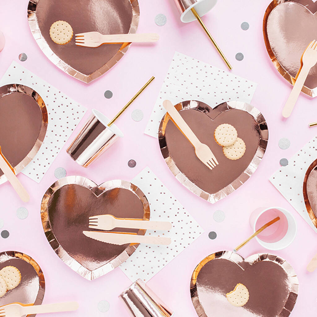 Rose Gold Heart Paper Plates By Little Lulubel