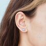 Sterling Silver Moonstone And Cz Halo Planet Stud Earrings, thumbnail 5 of 10