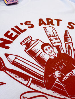 'As Seen On Tv' Neil's Art School Screen Printed T Shirt, 2 of 3