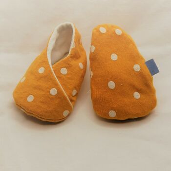 Yellow Spot Fabric Unisex Baby Shoes, 9 of 10