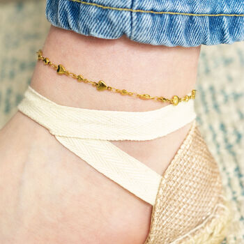 Gold Plated Graduated Hearts Anklet, 3 of 7