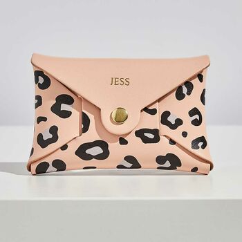 Personalised Pink Leopard Leather Card + Coin Purse, 2 of 5