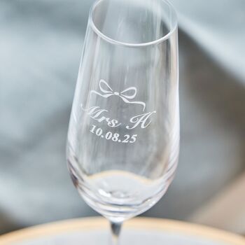 Personalised 'Mrs' Wedding Bow Champagne Flute, 2 of 2
