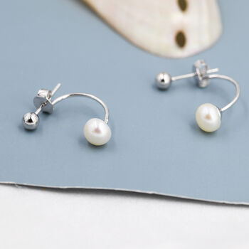 Sterling Silver Ball And Natural Freshwater Pearl Ear Jacket, 6 of 12