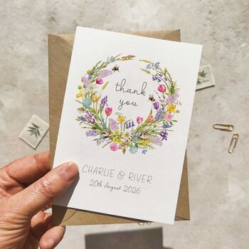 Personalised Spring Flowers Wedding Thank You Cards, 3 of 6