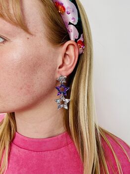 Triple Star Glitter Resin Statement Earrings / Celestial Gift For Her / Lightweight Jewellery / Sparkly 21st Birthday Gift, 11 of 12