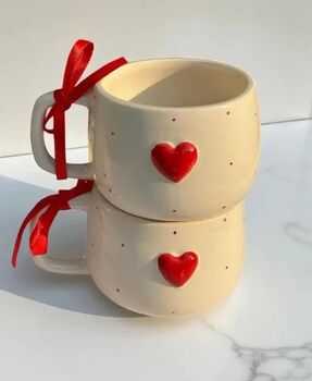 Red Heart Valentine Ceramic Coffee Mug, 2 of 4