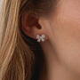 Bowtie Sterling Silver Zirconia Stud Earring, thumbnail 1 of 5
