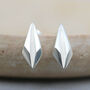 Geometric Earrings. Silver Art Deco Studs Earrings, thumbnail 7 of 10