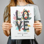 'Love' Personalised Engagement Or Wedding Print, thumbnail 3 of 4