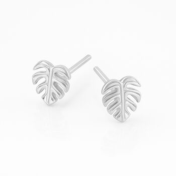 Sterling Silver Monstera Leaf Stud Earrings – 8mm, 7 of 7