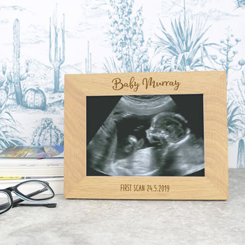 Baby Scan Solid Oak Photo Frame, 2 of 3