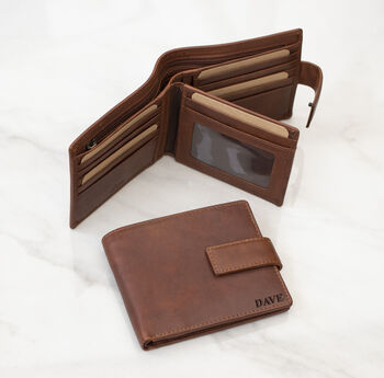 Personalised Men's Leather Tri Fold Wallet With Rfid, 3 of 12