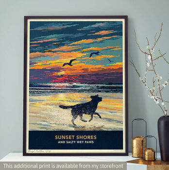 Labrador On A Seaside Shoreline Sunrise. A Limited Edition Dog Gift Print, 12 of 12