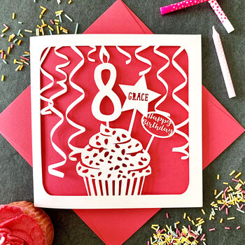 Personalised Cupcake 8th Birthday Card, 2 of 4