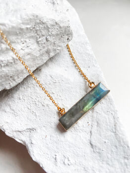 Labradorite Rectangle Necklace 18k Gold Plated Christmas Gift Present, 2 of 6