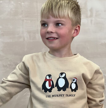 Personalised Family Christmas Penguin Jumper, 5 of 7