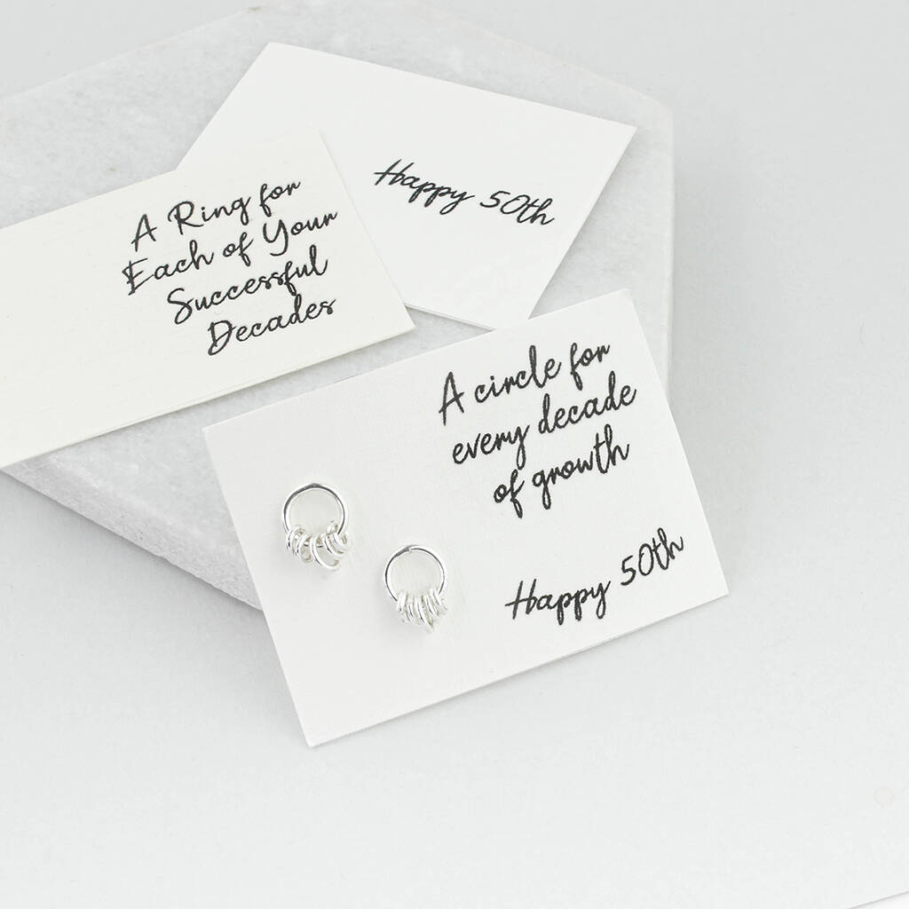 Sterling Silver 50th Birthday Circle Earrings, 1 of 5